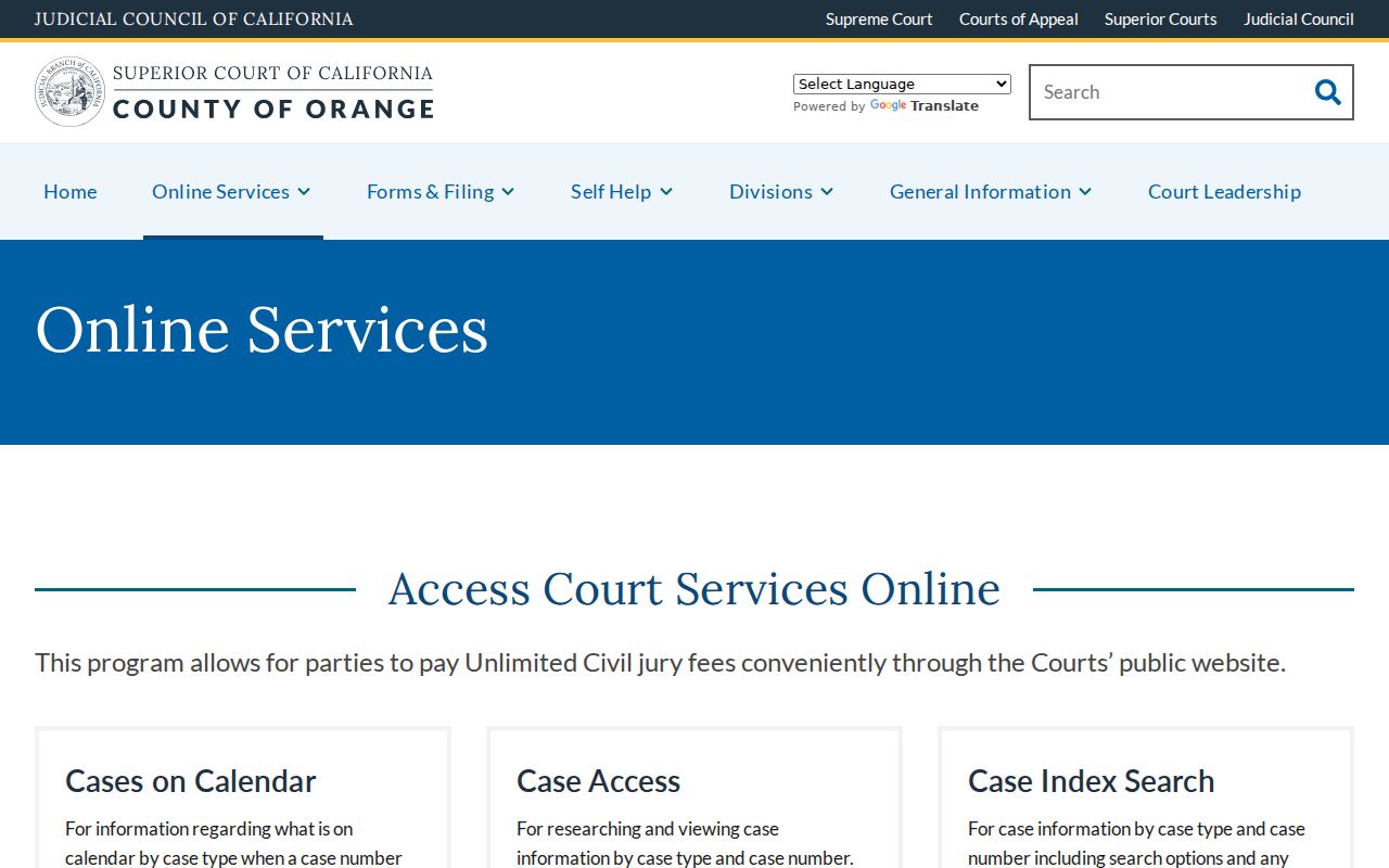 Garden Grove residents directory Orange County court online services