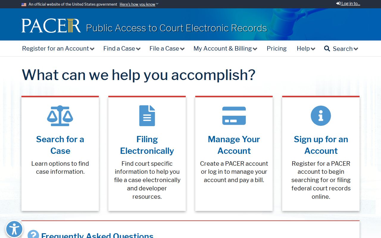 Garden Grove resident lookup federal court PACER search