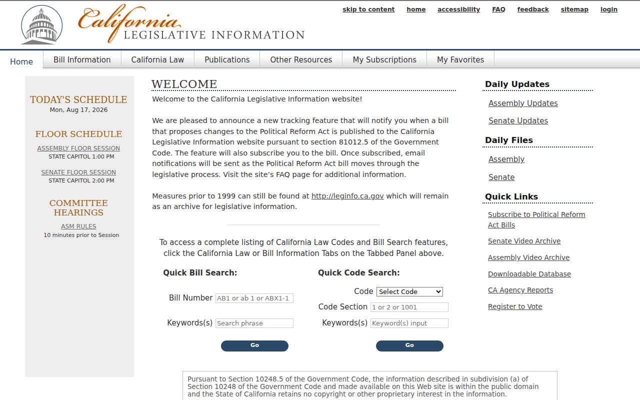 Garden Grove ZIP directory California statutory text portal